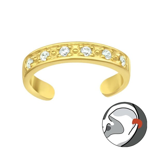 14K Gold Vermeil CZ Ear Cuff​ - Picture 1 of 4